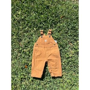 Carhartt Overalls Baby Boys 3 Months Brown Canvas Duck Bib Snap Leg Workwear